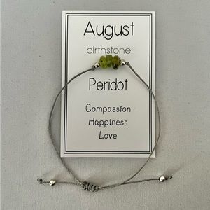 NEW August Birthstone Adjustable Bracelet